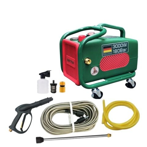 Máy rửa xe cao áp Dekton DK-CWR3000F Công suất 3000W.  Motor từ 100% bằng dây đồng , áp lực nước tối đa 180 bar
