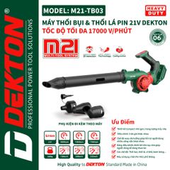 Máy thổi bụi thổi lá Dekton M21-TB03 Điều chỉnh 3 tốc gió khác nhau, kết hợp chế độ xoay đa hướng hỗ trợ nhiều công việc.