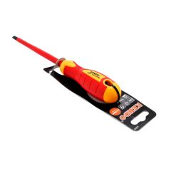 Tua vít dẹp cách điện 1000V VDE 1.0*5.5*125mm Kendo-20405 Làm từ thép Cr-V chất lượng cao, mang lại độ cứng cáp và độ bền vượt trội