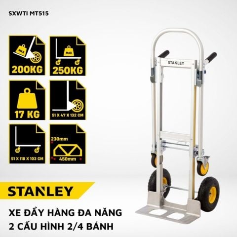 Xe đẩy hàng đa năng 2 và 4 bánh gấp gọn Stanley MT515 Chất liệu bằng nhôm cao cấp chuyên dụng dùng trong công nghiệp.