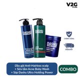  Combo Dầu gội đầu Dashu 500ml + Sữa Tắm Tẩy tế bào chết Dashu 500ml+ Sáp vuốt tóc Dashu 100ml (XANH) 