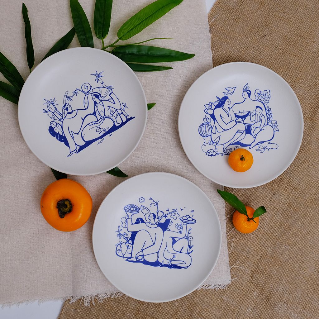  Đĩa trang trí Bánh chưng bánh dầy 