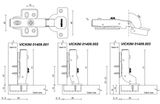  Bản lề bật giảm chấn VICKINI 01409.002 NP ken bóng cong vừa đế nhấn 