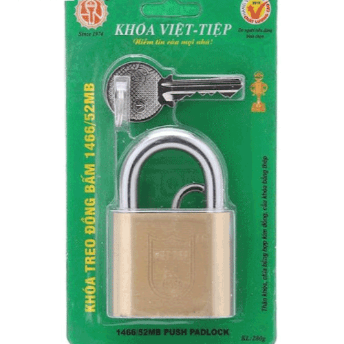  Khóa treo đồng bấm Việt Tiệp 0152MB (Loại này khóa không cần chìa) 