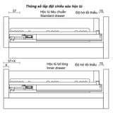  Thanh ray trượt 3 tầng giảm chấn VICKINI 02183.300 ZNP kẽm xanh 