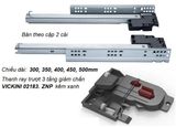  Thanh ray trượt 3 tầng giảm chấn VICKINI 02183.450 ZNP kẽm xanh 