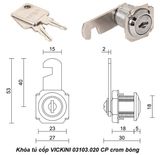  Khóa tủ cốp VICKINI 03103.020 CP crom bóng 