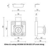  Khóa tủ vuông VICKINI 03138.022 CP crom bóng 