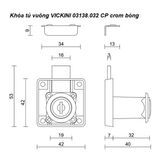  Khóa tủ vuông VICKINI 03138.032 CP crom bóng 