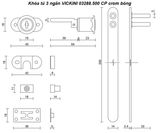  Khóa tủ 3 ngăn VICKINI 03288.500 CP crom bóng 