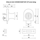  Khóa tủ kính VICKINI 03407.001 CP crom bóng 