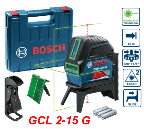  Máy cân mực 2 tia 2 điểm Laser Bosch GCL 2-15 G (0601066J00) 