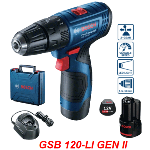  Máy khoan động lực dùng pin Bosch GSB 120-LI GEN II (06019G81K0) 