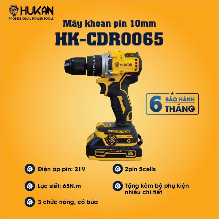  Máy khoan động lực dùng pin 21V HUKAN HK-CDR0065 