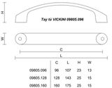  Tay tủ VICKINI 09805.096 OBP đen mờ 