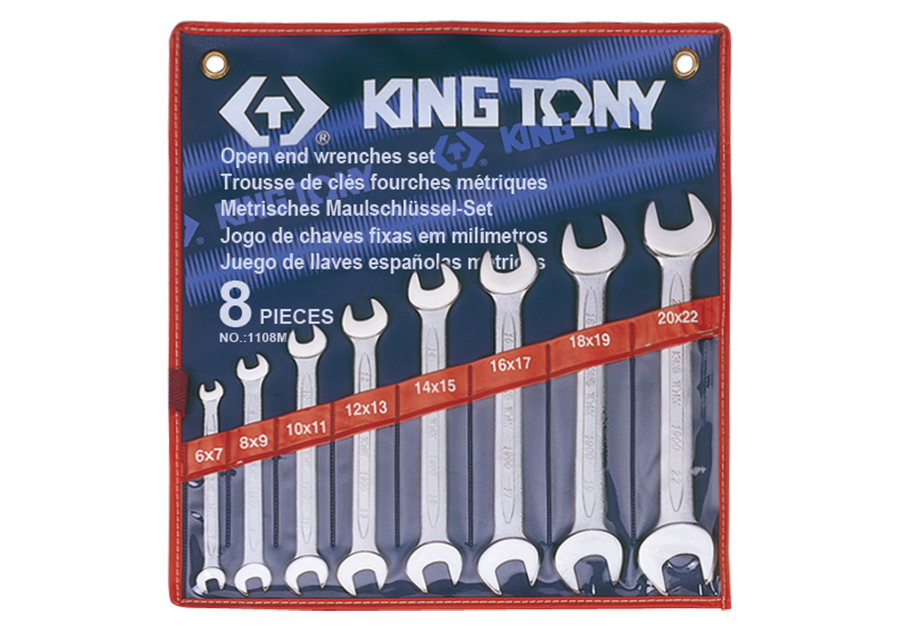  Bộ khóa 2 đầu miệng 8 cái Kingtony 1108MR (6-22mm) 