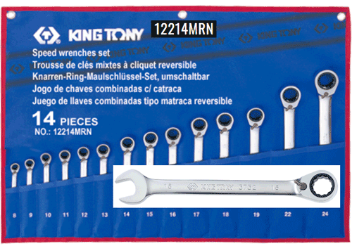  Bộ khóa vòng miệng tư động 14 cái Kingtony 12214MRN (8-24mm) 