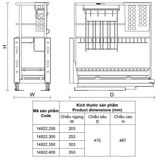  Giá kệ dao thớt chai lọ VICKINI 14922.300 PSS inox bóng 304 