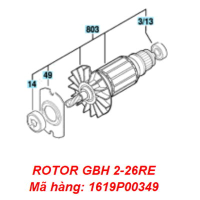  Rotor máy khoan GBH 2-26E, GBH 2-26RE 