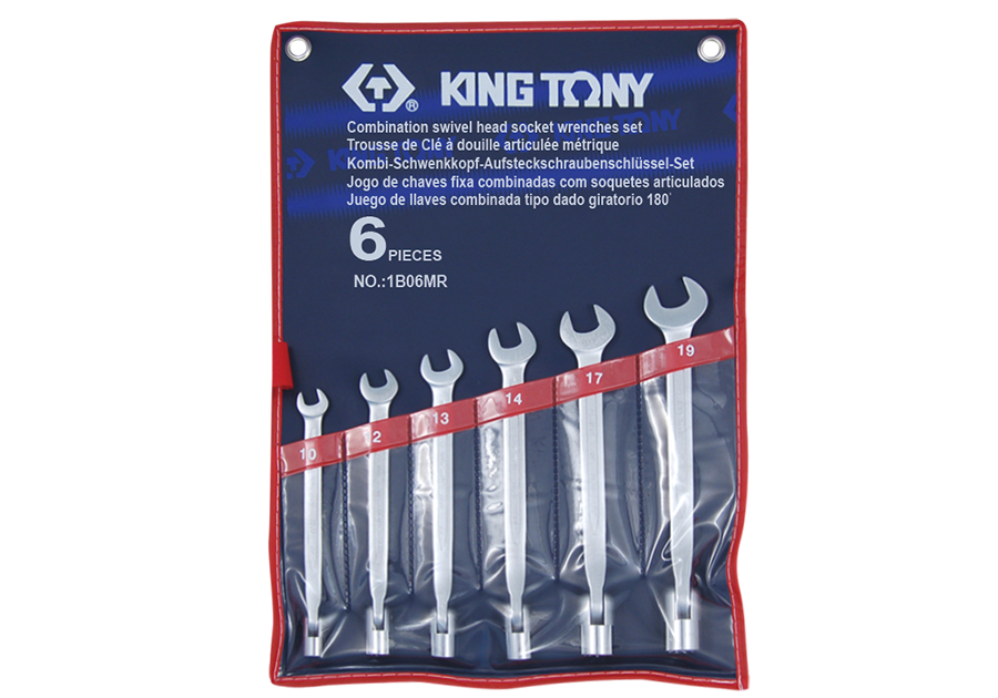  Bộ cờ lê đầu miệng và đầu điếu 6 cái Kingtony 1B06MR (10-19 mm) 