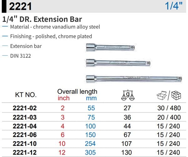  Thanh nối dài 1/4x6 Inch Kingtony 2221-06 