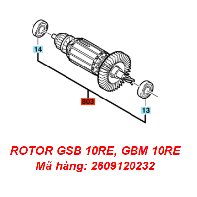  Rotor máy khoan Bosch GSB 10RE, GBM 10RE 