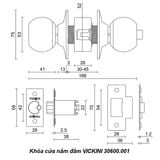 Khóa cửa nắm đấm VICKINI 30600.001 SSS inox mờ 201 