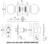  Khóa cửa nắm đấm VICKINI 30800.001 SSS inox mờ 304 