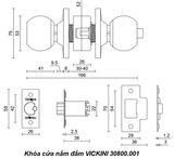  Khóa cửa nắm đấm VICKINI 30800.001 OBP đen mờ 304 