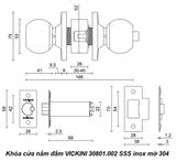  Khóa cửa nắm đấm VICKINI 30801.002 SSS inox mờ 304 