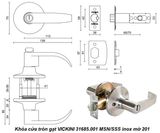  Khóa cửa tròn gạt VICKINI 31685.001 MSN/SSS inox mờ 201 