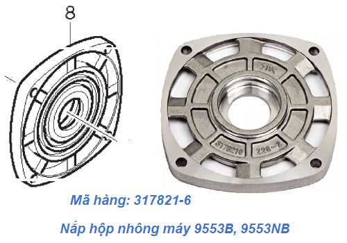  Nắp hộp nhông máy mài góc Makita 9553B, 9553NB (317821-6) 