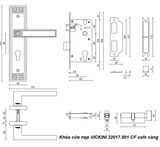  Khóa cửa nẹp VICKINI 32017.001 CF cafe vàng, ruột chốt 