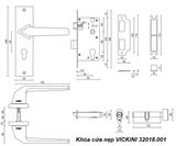  Khóa cửa nẹp VICKINI 32018.001 OBP đen mờ, ruột chốt 