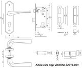  Khóa cửa nẹp VICKINI 32019.001 MBG vàng xước mờ, ruột chốt 