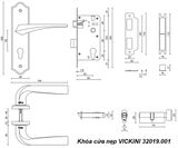  Khóa cửa nẹp VICKINI 32019.001 OBP đen mờ, ruột chốt 