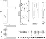  Khóa cửa nẹp VICKINI 33012.001 OBP đen mờ, ruột chốt 