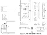  Khóa cửa phân thể VICKINI 34001.101 MSN ken xước mờ, ruột chốt 