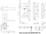  Khóa cửa phân thể VICKINI 34001.101 MBG vàng xước mờ, ruột chốt 