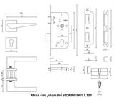  Khóa cửa phân thể VICKINI 34017.101 OBP đen mờ 