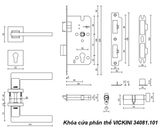  Khóa cửa phân thể VICKINI 34081.101 MBG vàng xước mờ, ruột chốt 