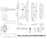  Khóa cửa phân thể VICKINI 34092.101 OBP đen mờ, ruột chốt 