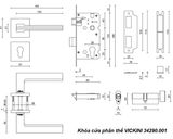  Khóa cửa phân thể VICKINI 34290.001 MBG vàng xước mờ, ruột chốt 