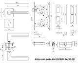  Khóa cửa phân thể VICKINI 34290.001 OBP đen mờ, ruột chốt 