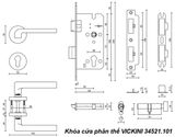  Khóa cửa phân thể VICKINI 34521.101 MSN ken xước mờ, ruột chốt 