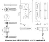  Khóa cửa phân thể VICKINI 34555.101 K18 mạ vàng K18 