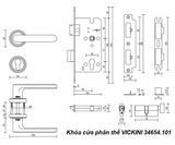  Khóa cửa phân thể VICKINI 34654.101 MBG vàng xước mờ, ruột chốt 