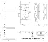  Khóa cửa nẹp VICKINI 35001.101 MBG vàng xước mờ, ruột chốt 