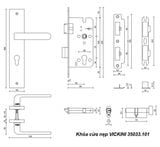  Khóa cửa nẹp VICKINI 35033.101 OBP đen mờ, ruột chốt 