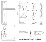  Khóa cửa nẹp VICKINI 35092.101 MBG vàng xước mờ, ruột chốt 